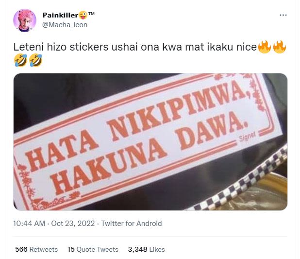 Painkiller macha_icon leteni hizo stickers ushai ona kwa mat ikaku nice 10.44 am