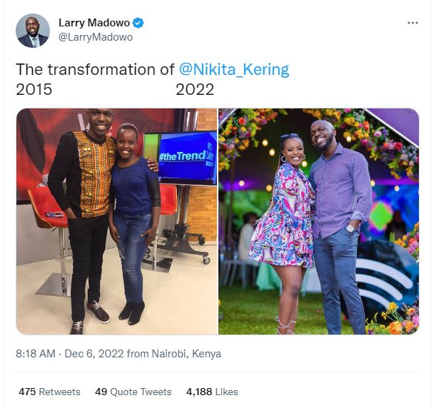 Larry madowo larrymadowo the transformation of nikita_kering thetrendu 8.18 am d