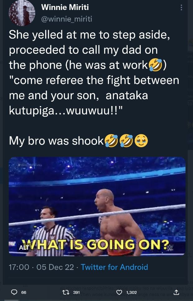 Winnie miriti winnie_miriti she yelled at me to step aside, proceeded to call my