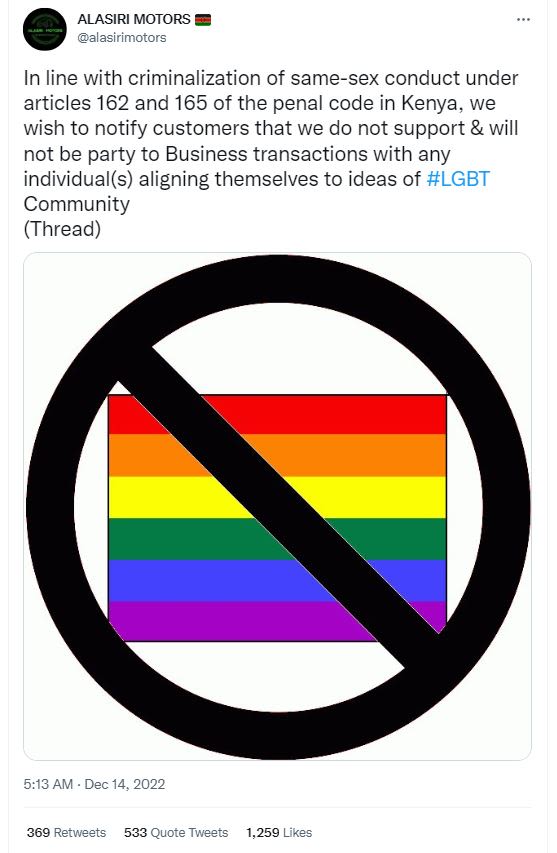 Alasiri motors alasirimotors in line with criminalization of samesex conduct und