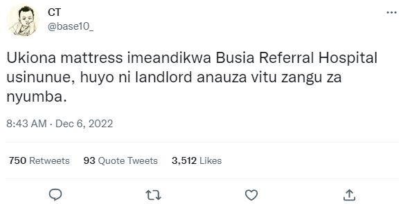 Ct baselo ukiona mattress imeandikwa busia referral hospital usinunue huyo ni la