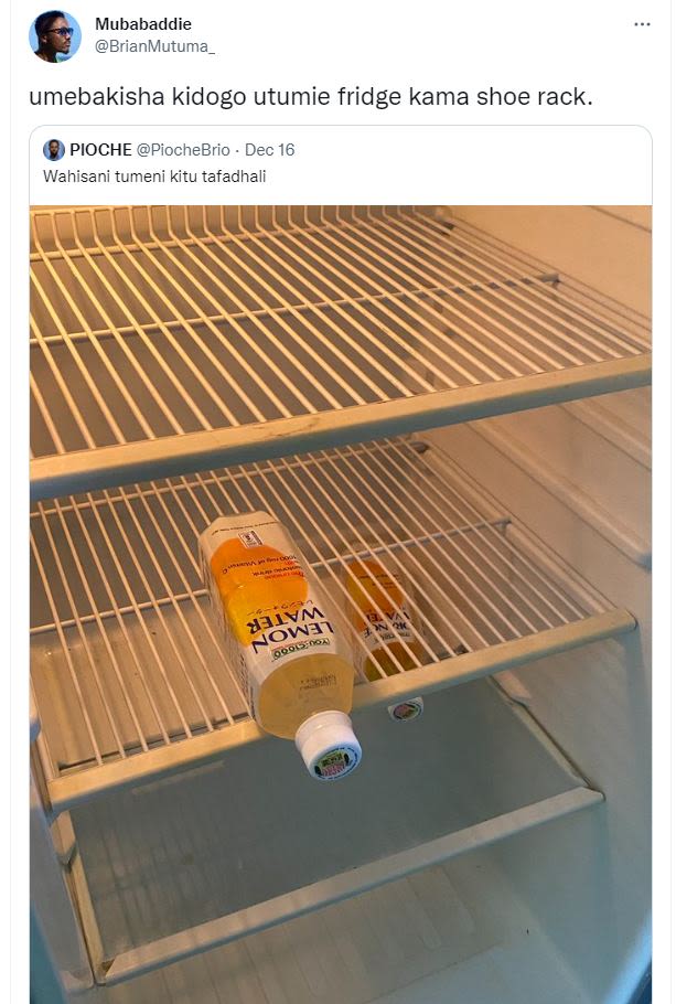 Mubabaddie brianmutuma umebakisha kidogo utumie fridge kama shoe rack pioche pio