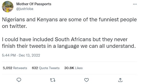 Mother of passports justrioba nigerians and kenyans are some of the funniest peo