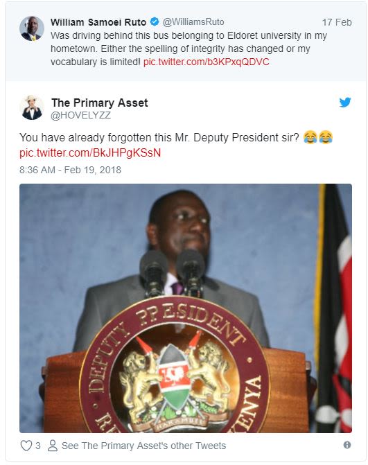 William samoei ruto williamsruto 17 feb was driving behind this bus belonging to