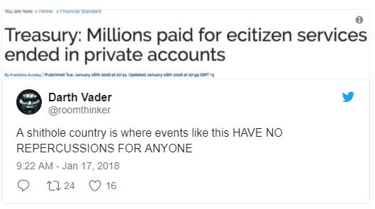 Treasury millions paid for ecitizen services ended in private accounts darth vad