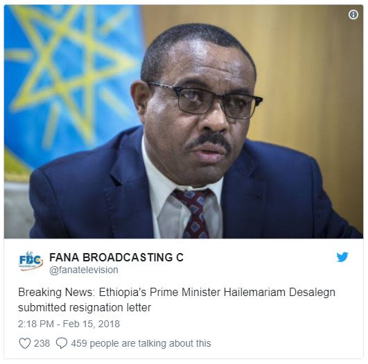 Fbg fana broadcasting fanatelevision breaking news ethiopia's prime minister hai