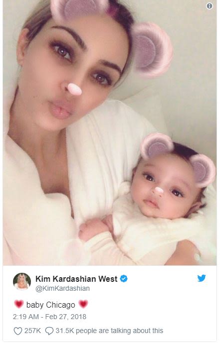 Kim kardashian west kimkardashian baby chicago 219 am feb 27, 257k q31.5k people