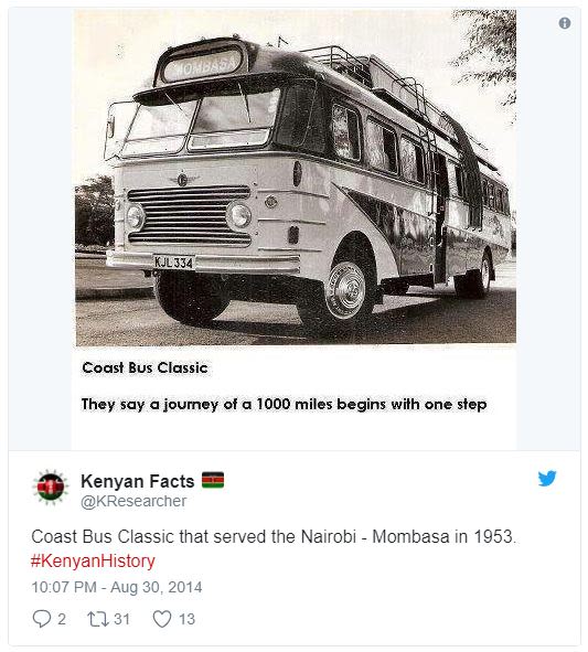 Coast bus classic they say journey of a o00 miles begins wiłh one stop kenyan fa