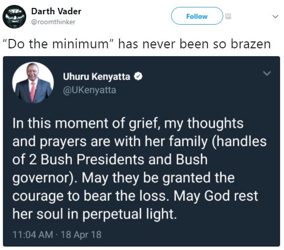 Darth vader roomthinker follow do the minimum' has never been so brazen uhuru ke