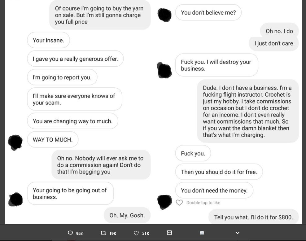 Of course lm going to buy the yarn on sale. but i'm still gonna charge you full