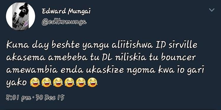 Edward mungai edikomnusnga kuna day beshte yangu aliitishwa id sirville akasema