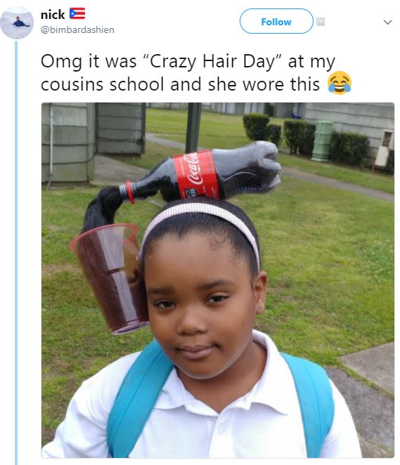 Nick bimbardashien follow omg it was crazy hair day at my cousins school and she