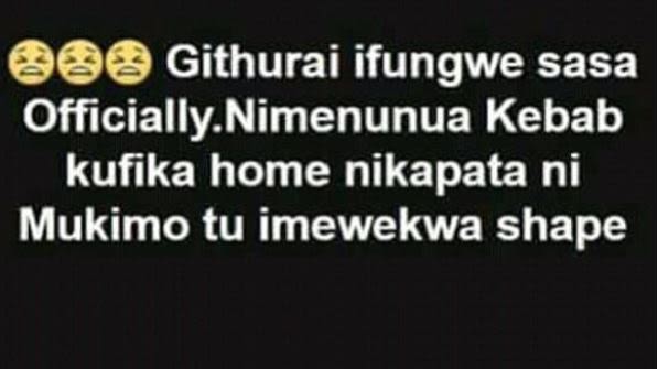 Githurai ifungwe sasa officially nimenunua kebab kufika home nikapata ni mukimo