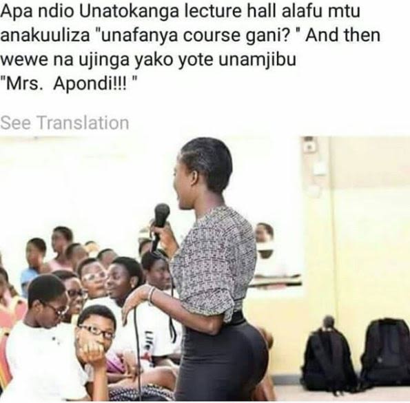 Apa ndio unatokanga lecture hall alafu mtu anakuuliza unafanya course gani? and