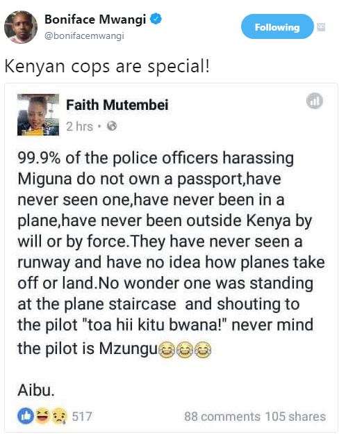 Boniface mwangi bonifacemwangi following kenyan cops are special! faith mutembei