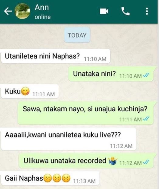 Ann online today utaniletea nini naphas? 71.70 am unataka nini? 11.10 am kuku 11