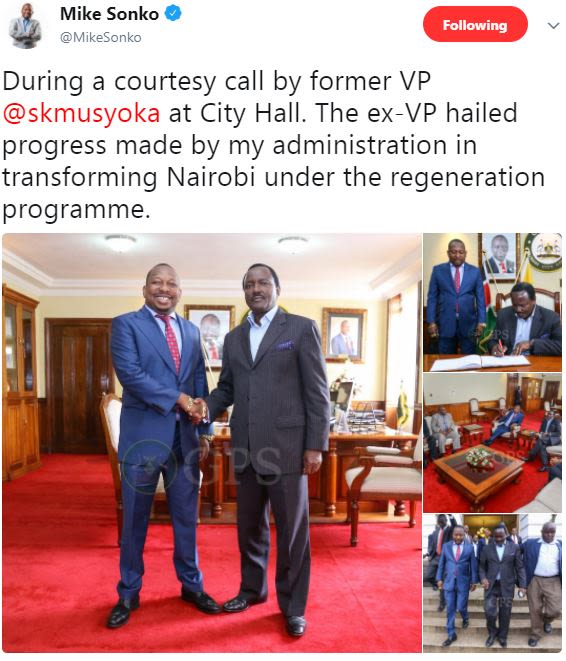Mike sonko mikesonko following during courtesy call by former vp skmusyoka at ci