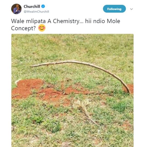 Churchill mwalimchurchill following wale mlipata a chemistry_ hii ndio mole conc