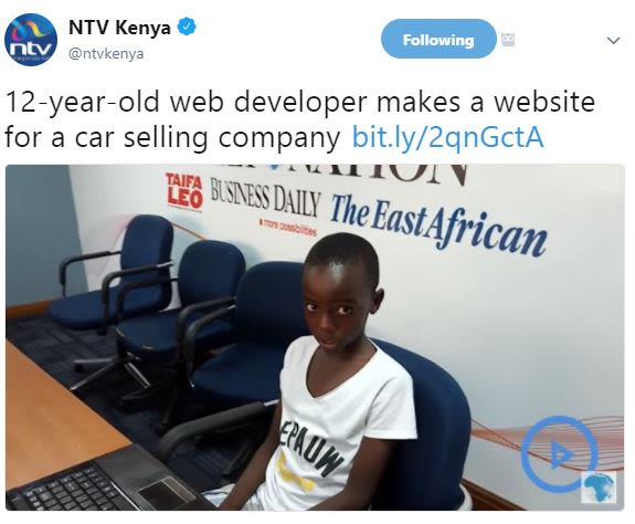 Ntv kenya 7cy ntvkenya following 12yearold web developer makes a website for a c