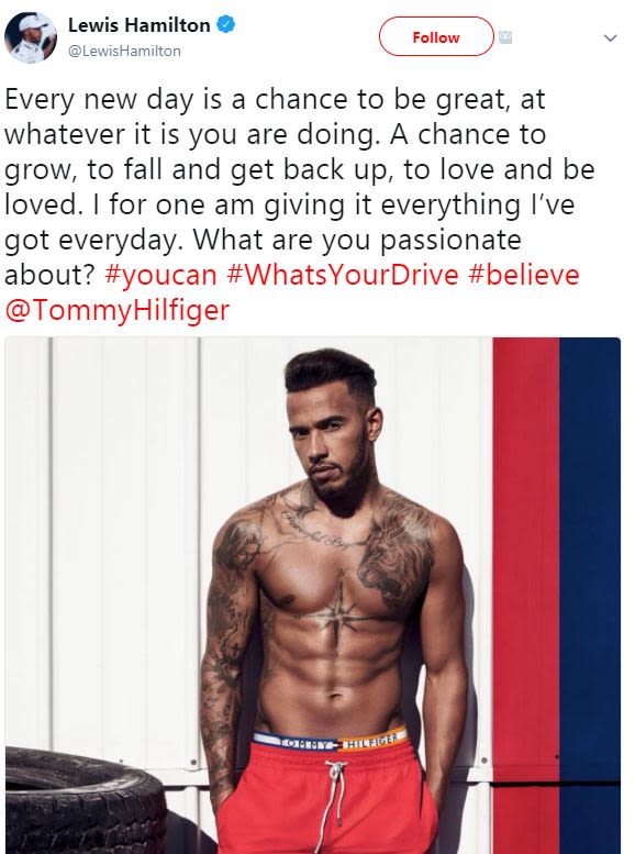 Lewis hamilton lewishamilton follow every new day is a chance to be great at wha