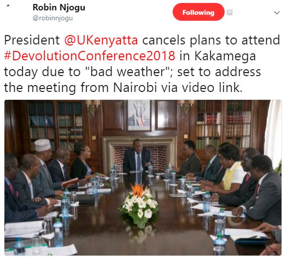 Robin njogu robinnjogu following president ukenyatta cancels plans to attend dev