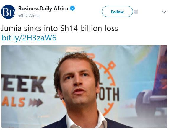 Businessdaily africa bd bd_africa follow jumia sinks into sh14 billion loss bit