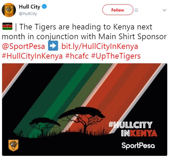 Hull city hullcity follow the tigers are heading to kenya next month in conjunct