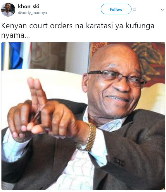 Khon_ski addy_madoya follow kenyan court orders na karatasi ya kufunga nyama.