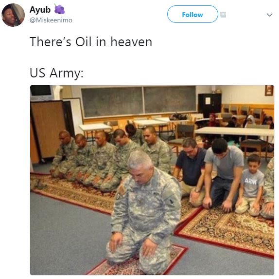 Ayub miskeenimo follow there's oil in heaven us army