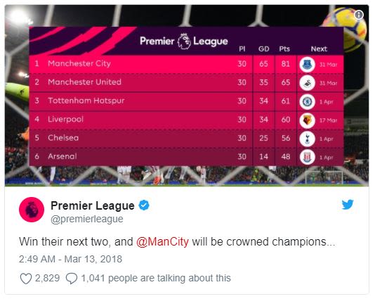 Premier league next manchester city slar manchester united 31 mor tottenhom hots