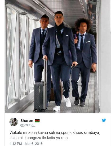 Sharon esang wakale mnaona kuvaa suti na sportsshoes si mbaya shida ni kuongeza