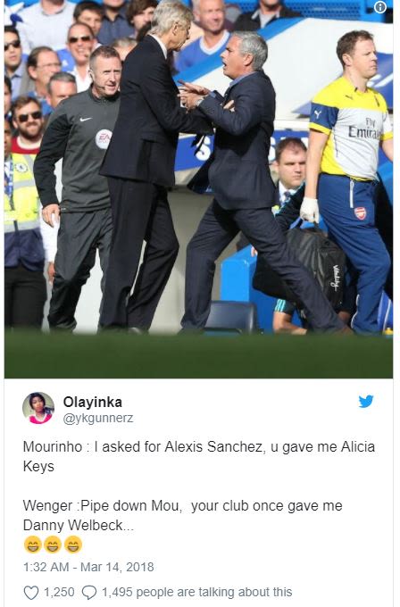 Emira olayinka ykgunnerz mourinho asked for alexis sanchez u gave me alicia keys