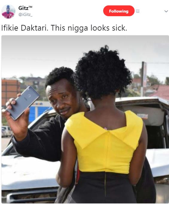 Gitz igitz_ following ifikie daktari. this nigga looks sick.