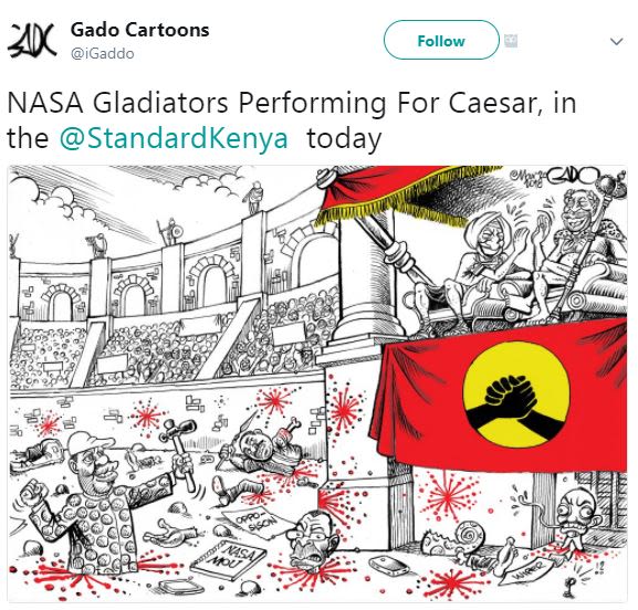 Ak gado cartoons igaddo follow nasa gladiators performing for caesar, in the sta