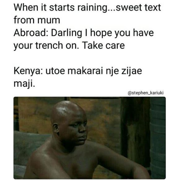 When it starts raining. sweet text from mum abroad darling hope you have your tr