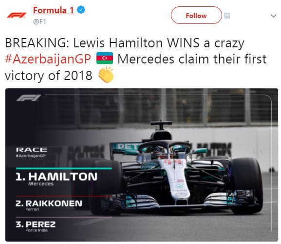 Formula 1 f1 follow breaking lewis hamilton wins a crazy azerbaijangp mercedes c