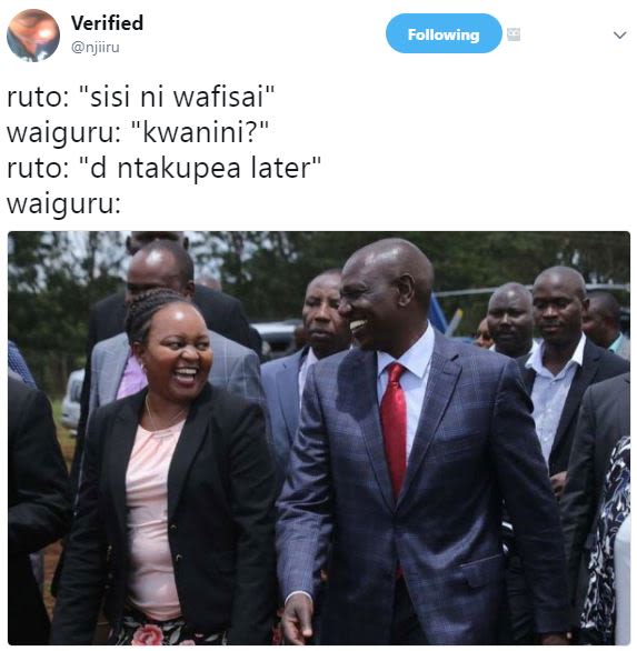 Verified njiru following ruto sisi ni wafisai waiguru kwanini? ruto d ntakupea l