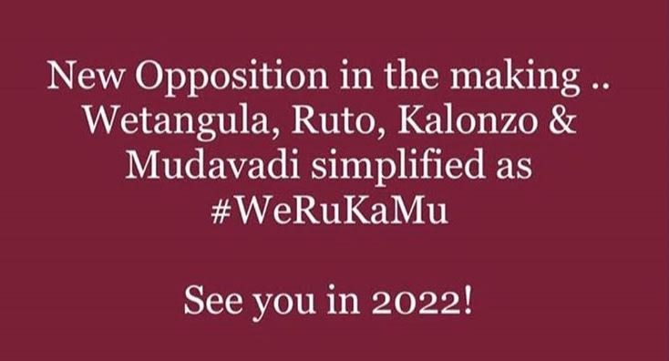 New opposition in the making wetangula, ruto, kalonzo mudavadi simplified as wer