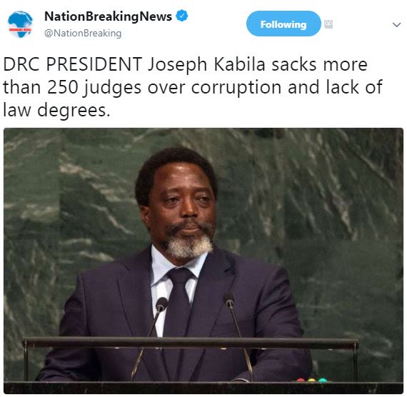 Nationbreakingnews nationbreaking following drc president joseph kabila sacks mo