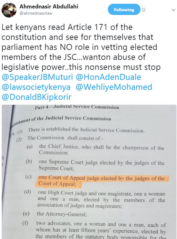 Ahmednasir abdullahi ahmednasirlaw following let kenyans read article 171 of the