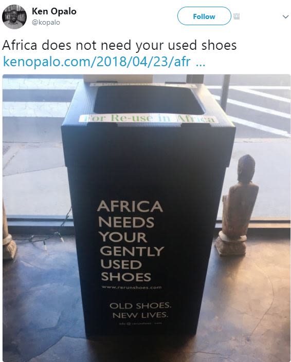 Ken opalo kopalo follow africa does not need your used shoes kenopalo. com0423af
