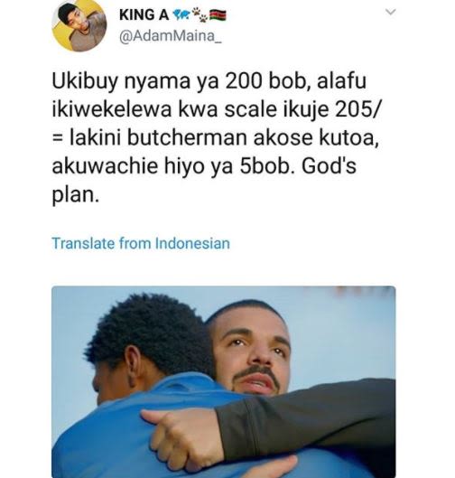 King a adammaina_ ukibuy nyama ya 200 bob, alafu ikiwekelewa kwa scale ikuje 205