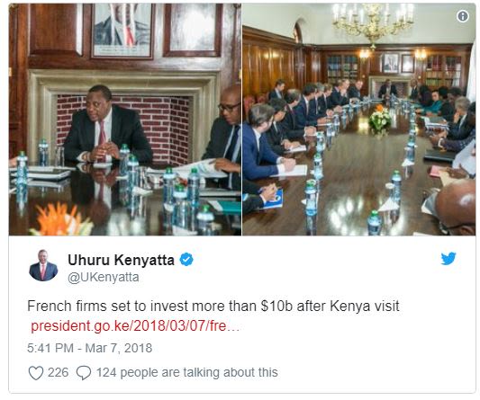 Uhuru kenyatta ukenyatta french firms set to invest more than s10b after kenya v