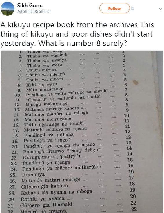 Sikh guru. githakakgithaka follow kikuyu recipe book from the archives this thin