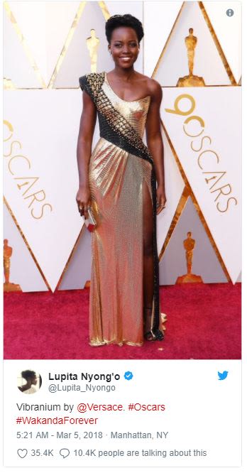 Lupita nyong'0 lupita_nyongo vibranium by versace oscars wakandaforever 5.21 am