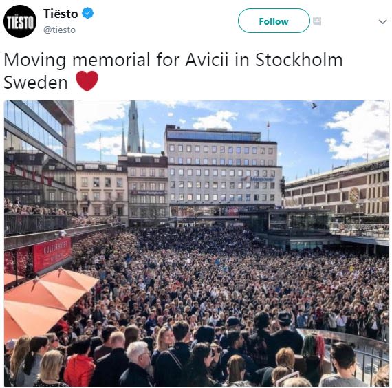 Tiësto testo tiesto follow moving memorial for avicii in stockholm sweden
