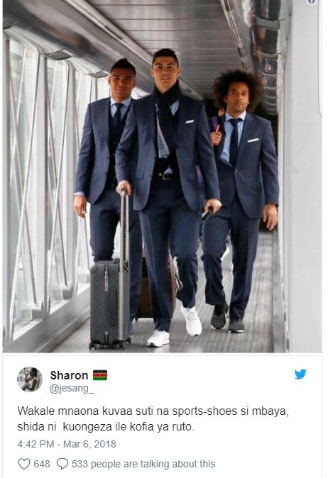 Sharon jesang wakale mnaona kuvaa suti na sportsshoes si mbaya shida ni kuongeza