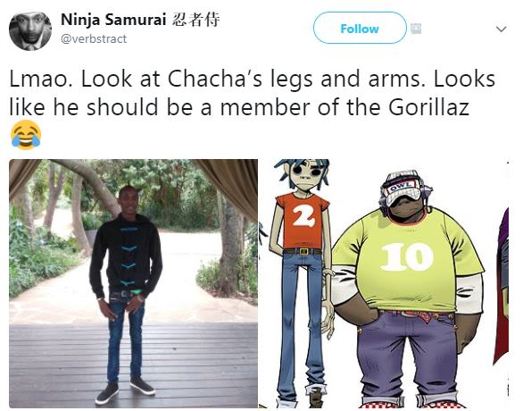 Ninja samurai iff verbstract follow lmao. look at chacha's legs and arms. looks