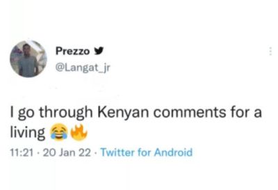 Prezzo Langat_jr g0 through Kenyan comments for a living 11.21 20 Jan 22 Twitter