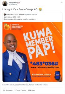 twing twang OllieMutai_ thought it's a Fanta Orange AD. Advocate Oduol Aluoch _g